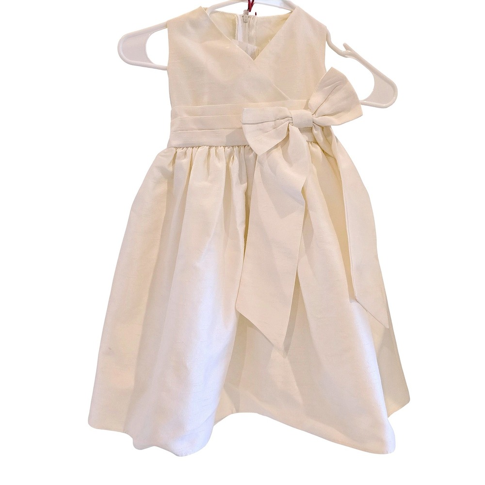 Sweet Kids USA Ivory Satin Formal Special Occasion‎ Dress Bow Gown Size 4